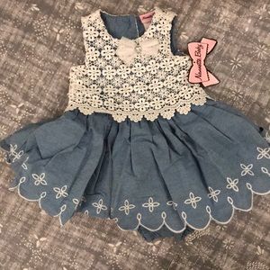 NWT Denim and Lace Baby Girl Dress